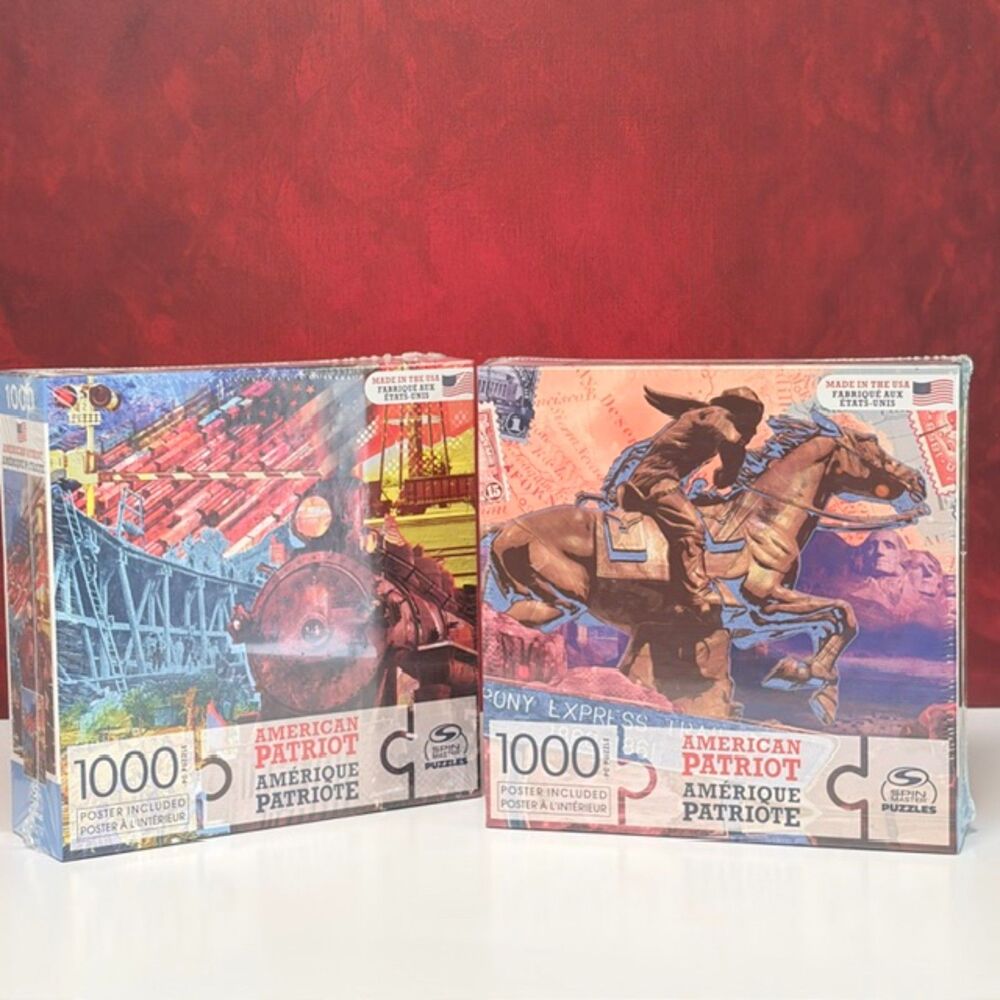 Spin Master American Patriot 1000 Pc Puzzles Lot 2 Go West Transcontinental